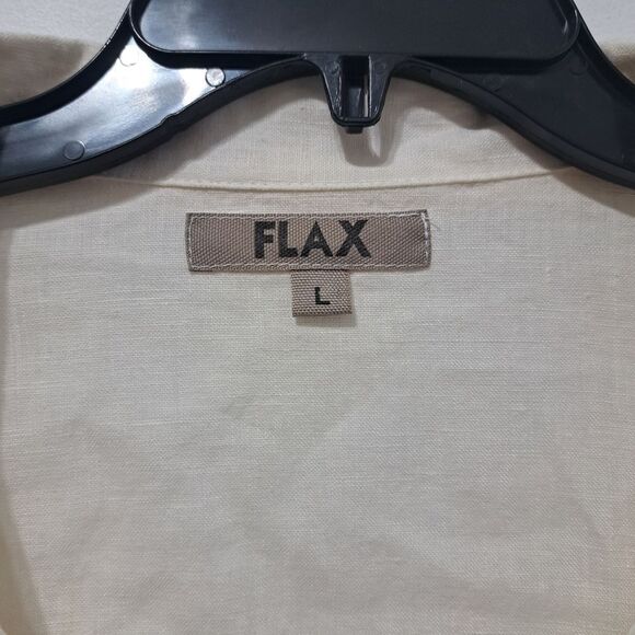 Flax Linen Azalea Carper Lightweight Jacket Minimalist Button Down Cream Large - Picture 8 of 16